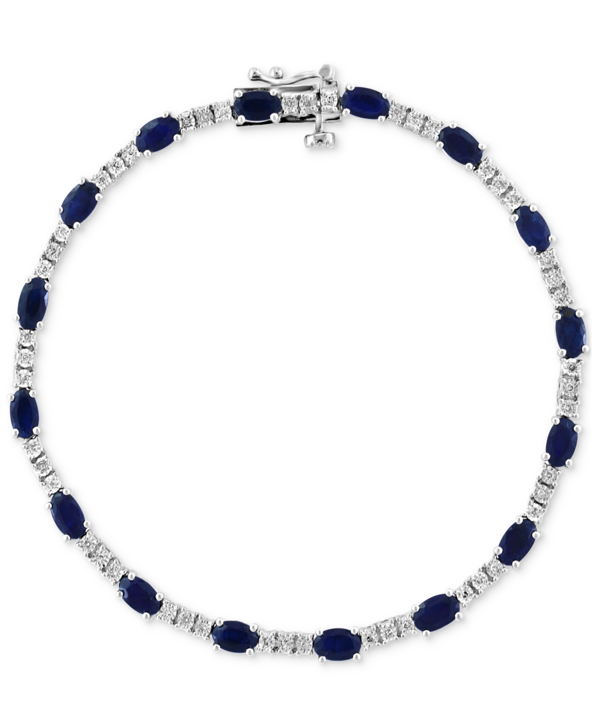 Effy Collection Effy Sapphire (3-1/20 Ct. T.w.) & Diamond (1/5 Ct. T.w.) Tennis Bracelet In Sterling Silver