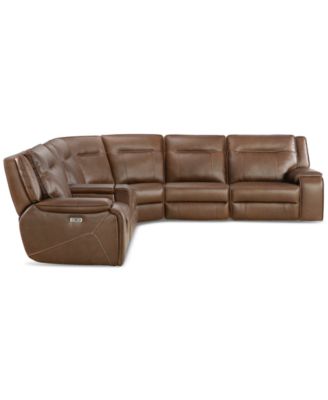 CLOSEOUT! Hansley 6-Pc Zero Gravity Leather Sectional with 3 Power Recliners, Created for Macy's