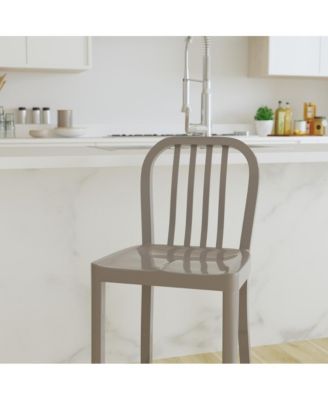 Santorini Galvanized Steel Indoor/Outdoor Counter Bar Stool With Slatted Back And Powder Coated Finish