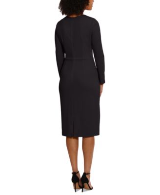 Women's Scuba-Crepe Gathered Midi Dress