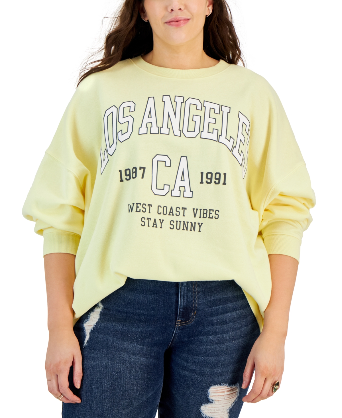 Trendy Plus Size Los Angeles Sweatshirt - Yellow