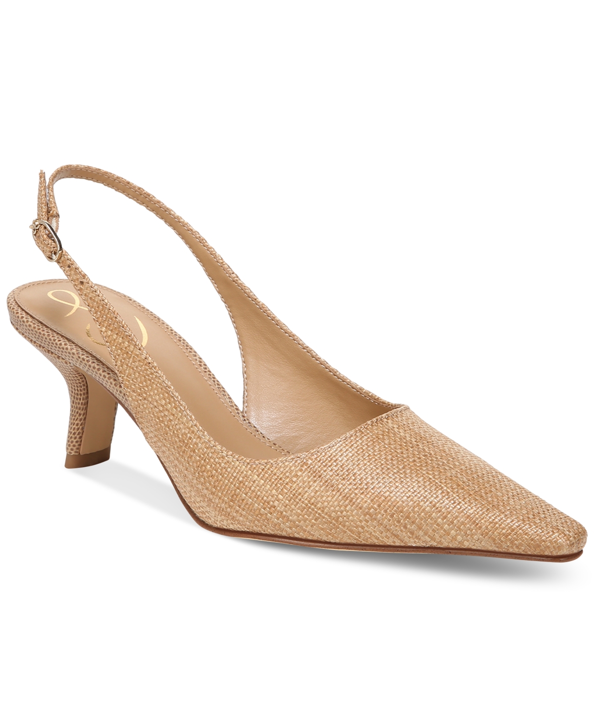 Sam Edelman Women's Bianka Slingback Kitten-Heel Pumps - Buff Tan Raffia
