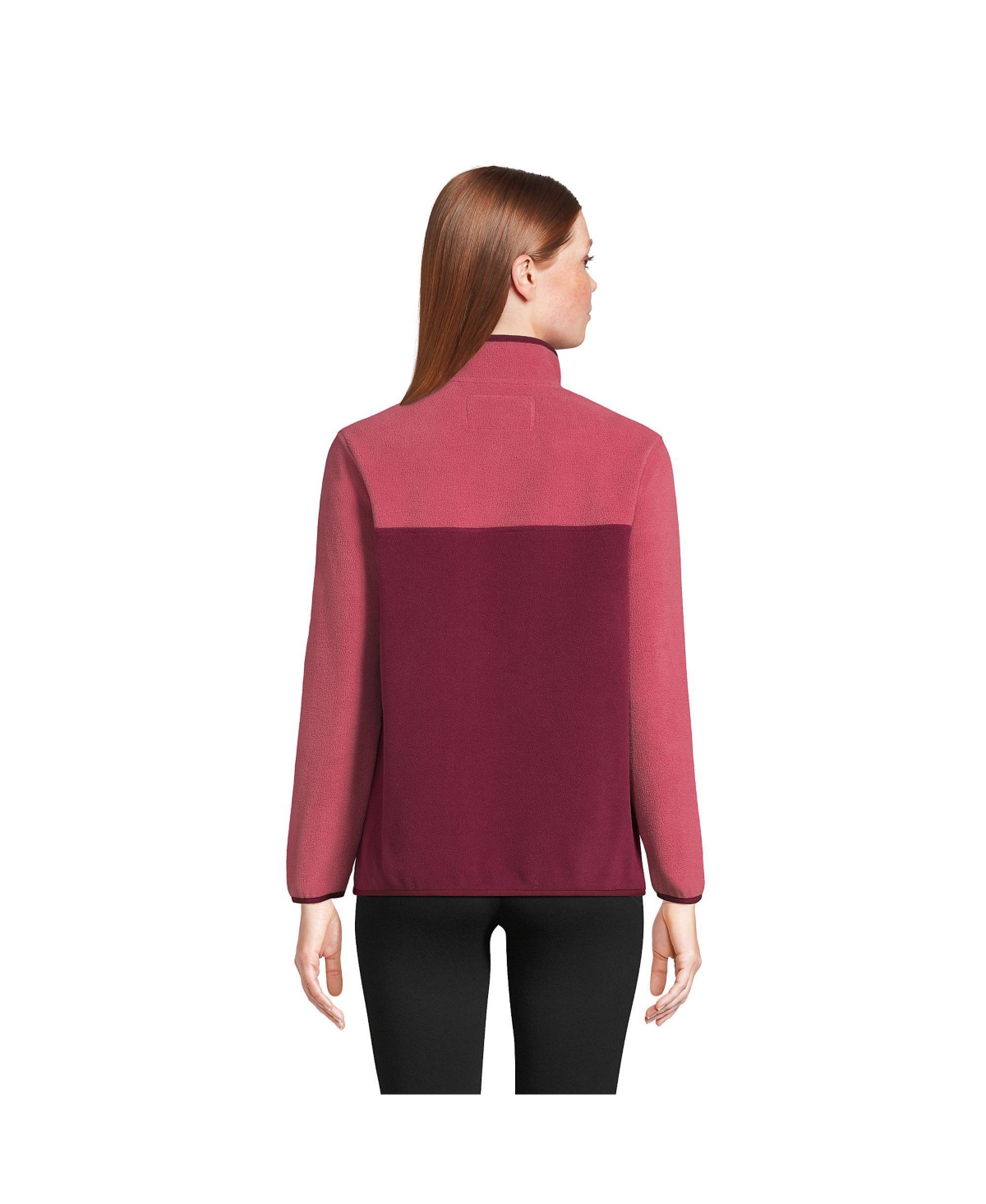 Lands' End Women's Heritage Fleece Snap Neck Pullover -pink block