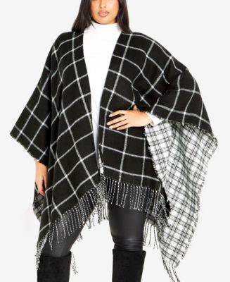 Avenue Plus Size Check Draped Cape Jacket - Macy's