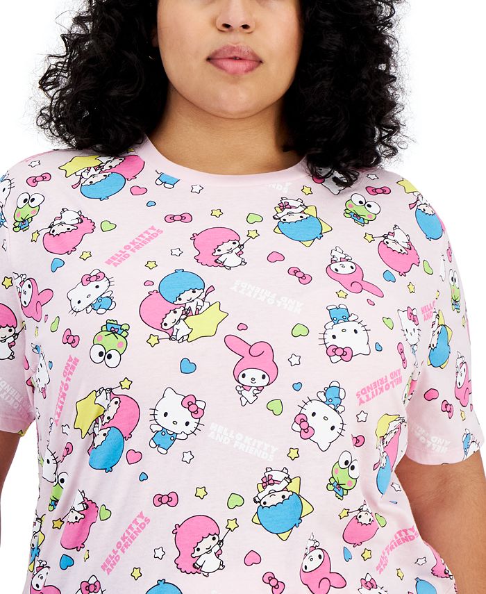 Love Tribe Trendy Plus Size Hello Kitty Allover Print T-Shirt - Macy's