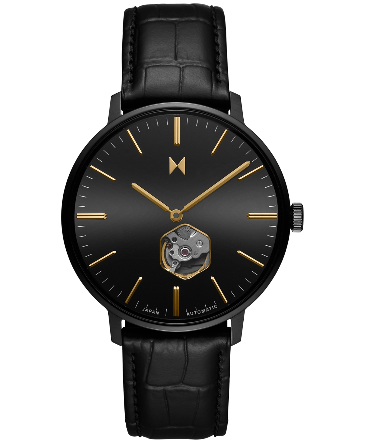 Mvmt Men's Legacy Slim Automatic Black Leather Watch 42mm