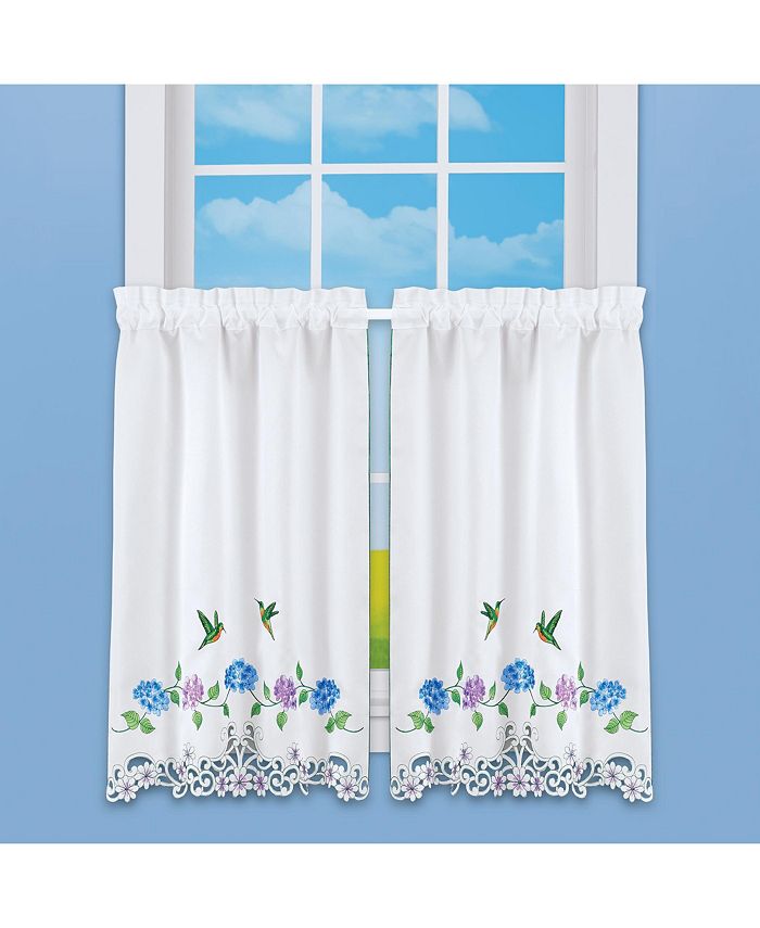 Collections Etc Embroidered Hummingbird Floral Kitchen Curtains Macy's