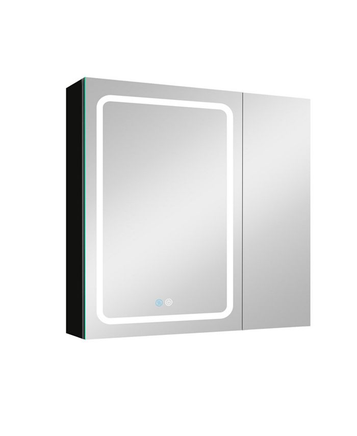 Simplie Fun 30x30 Inch LED Bathroom Medicine Surface Mount Double Door Lighted Medicine
