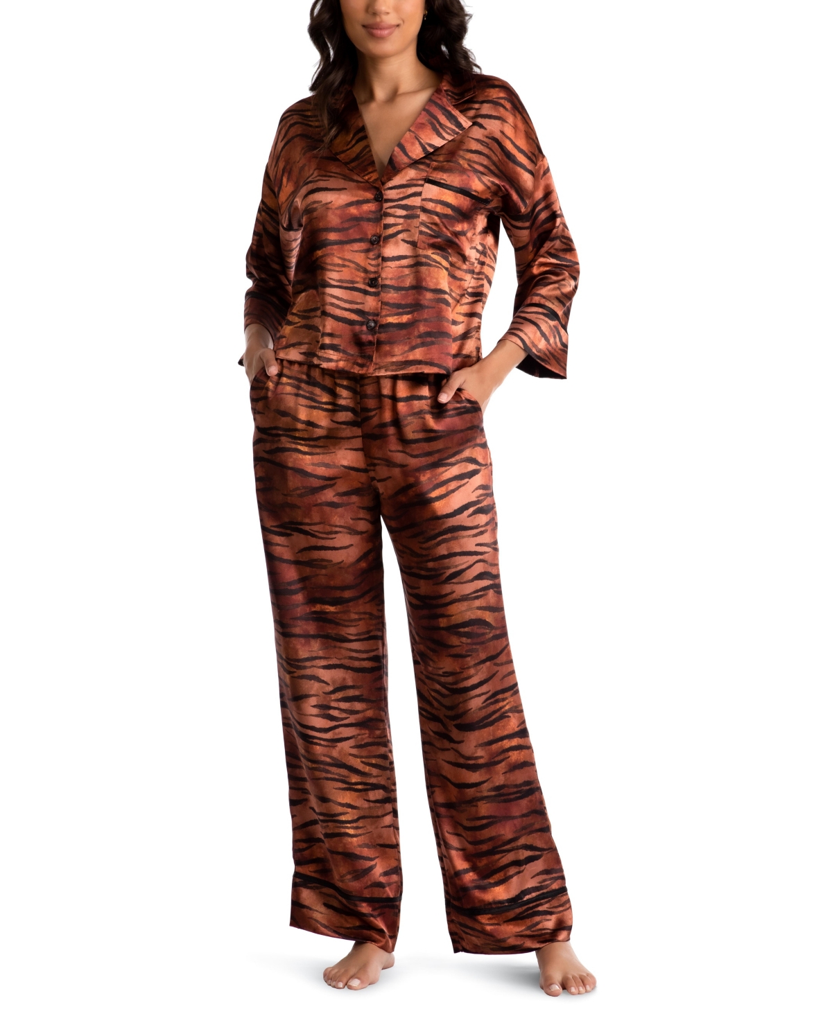 Women's Nova Satin 2 Piece Pajama Set - Rust