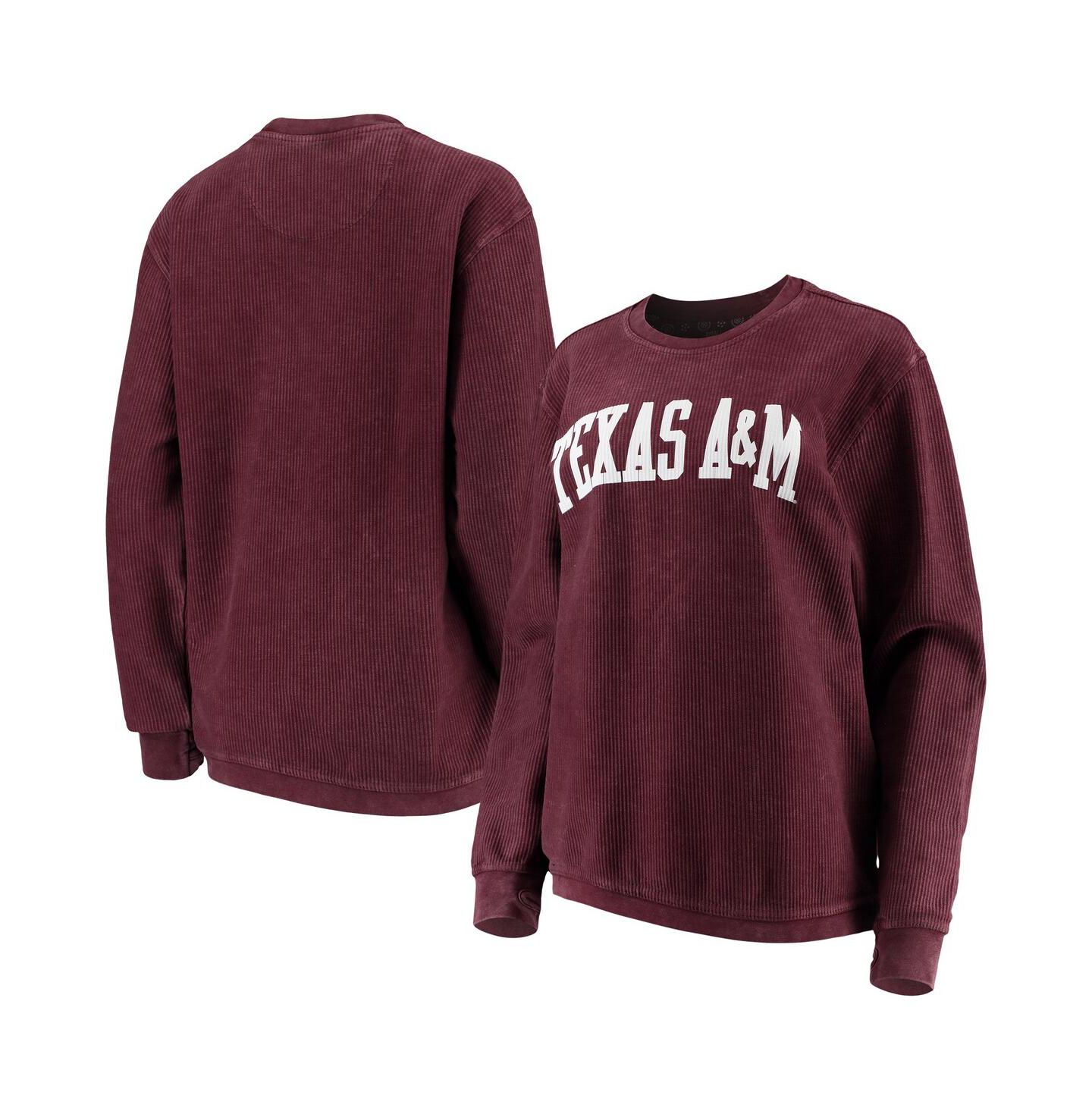 Женская толстовка Pressbox Maroon Distressed Texas A&M Aggies Comfy Cord Vintage-Like Wash Basic Arch Pullover — фото 2
