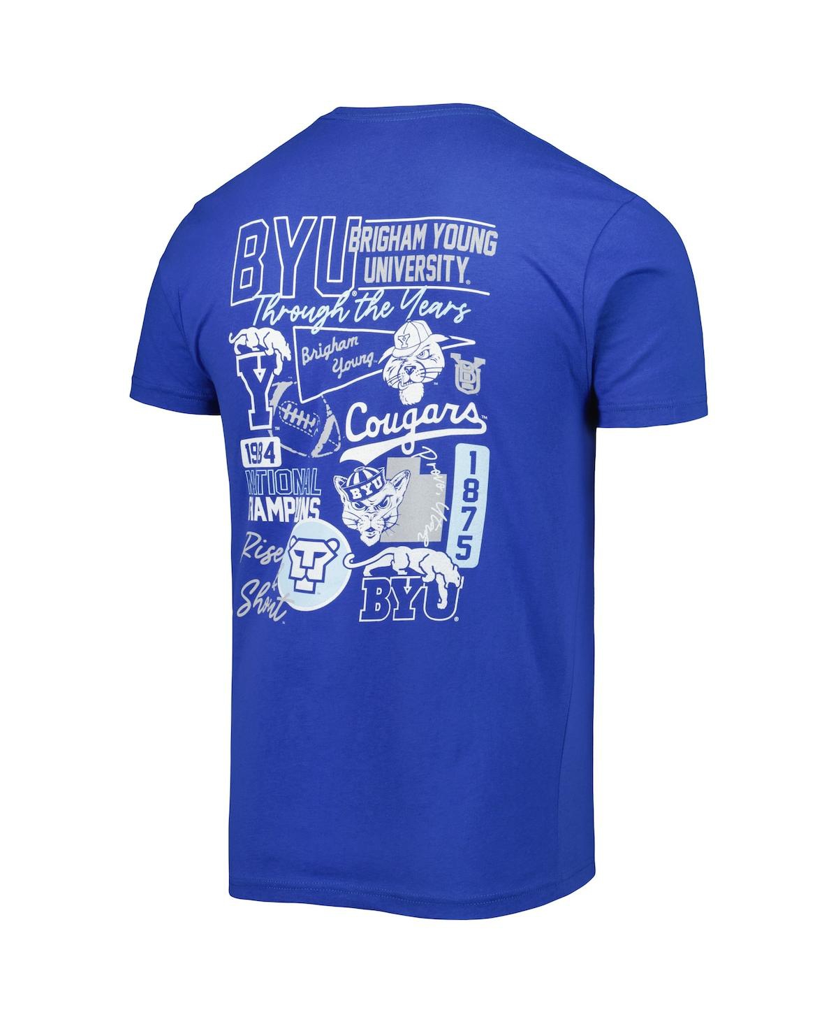 Shop Image One Men's Royal Distressed Byu Cougars Vintage-like Through The Years 2-hit T-shirt