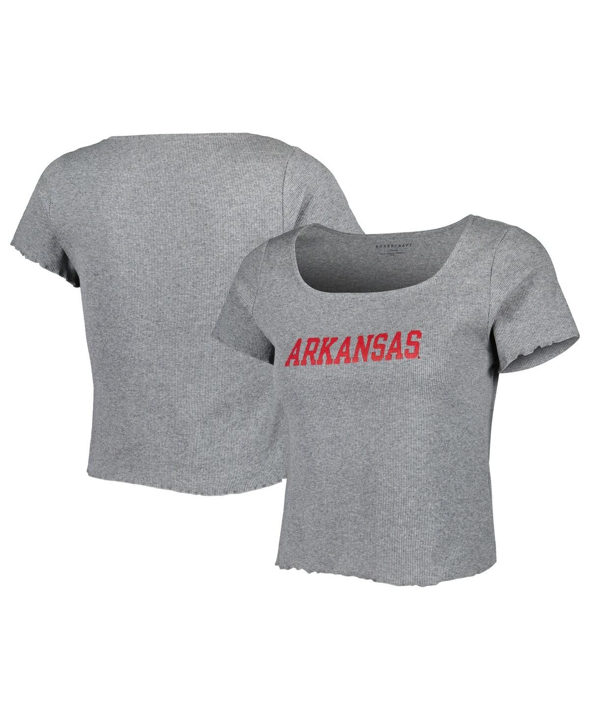 Shop Boxercraft Women's Gray Arkansas Razorbacks Baby Rib Lettuce-edge Trim T-shirt