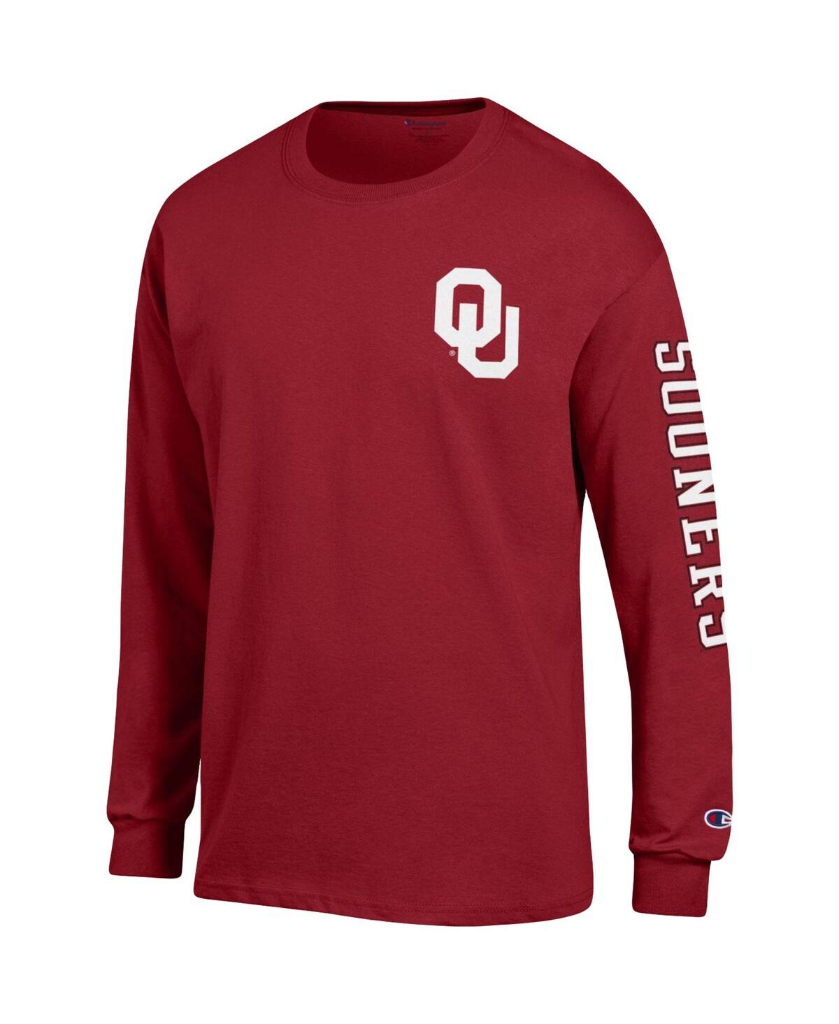Men's ChampionOklahoma Sooners Team Stack Long Sleeve T-shirt - Crimson