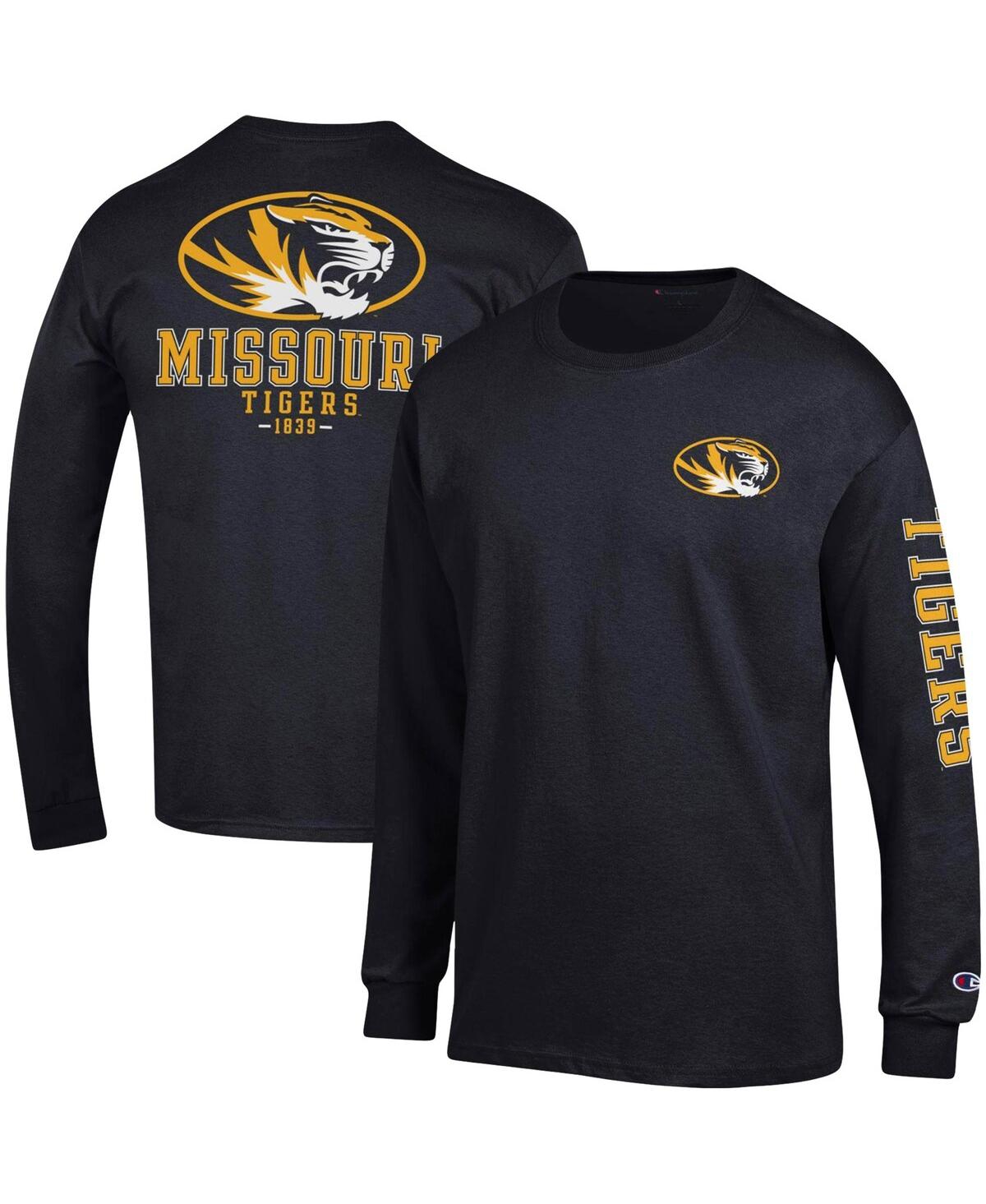 Shop Champion Men's  Black Missouri Tigers Team Stack Long Sleeve T-shirt