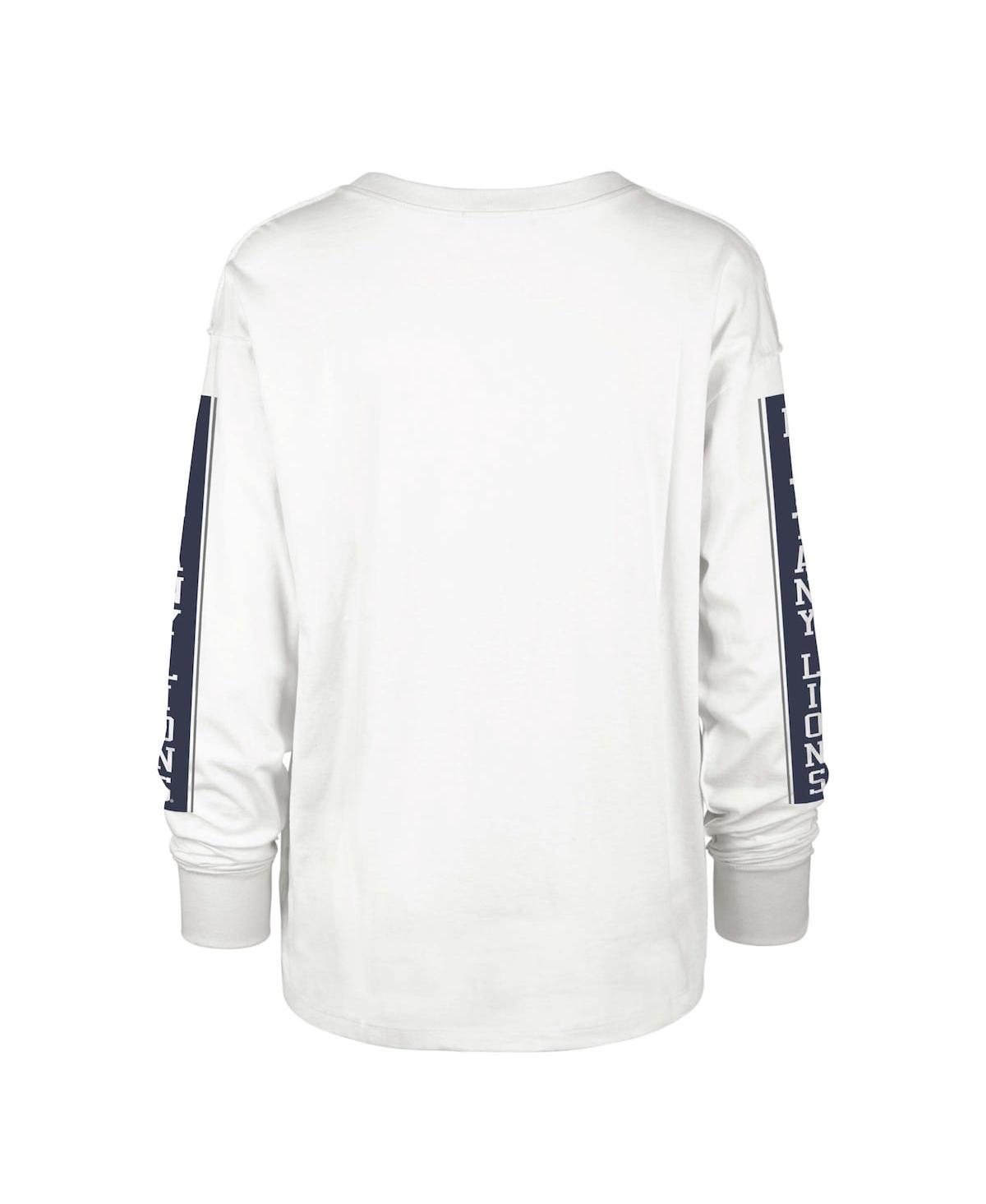 47 BRAND WOMEN'S '47 BRAND WHITE DISTRESSED PENN STATE NITTANY LIONS STATEMENT SOA 3-HIT LONG SLEEVE T-SHIRT 