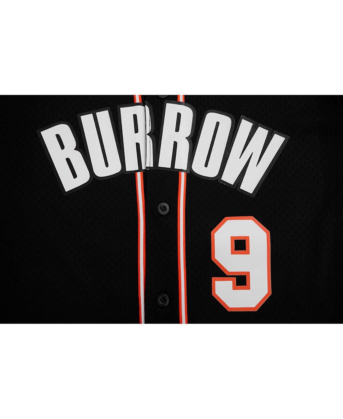 PRO STANDARD MEN'S PRO STANDARD JOE BURROW BLACK CINCINNATI BENGALS MESH BASEBALL BUTTON-UP T-SHIRT 