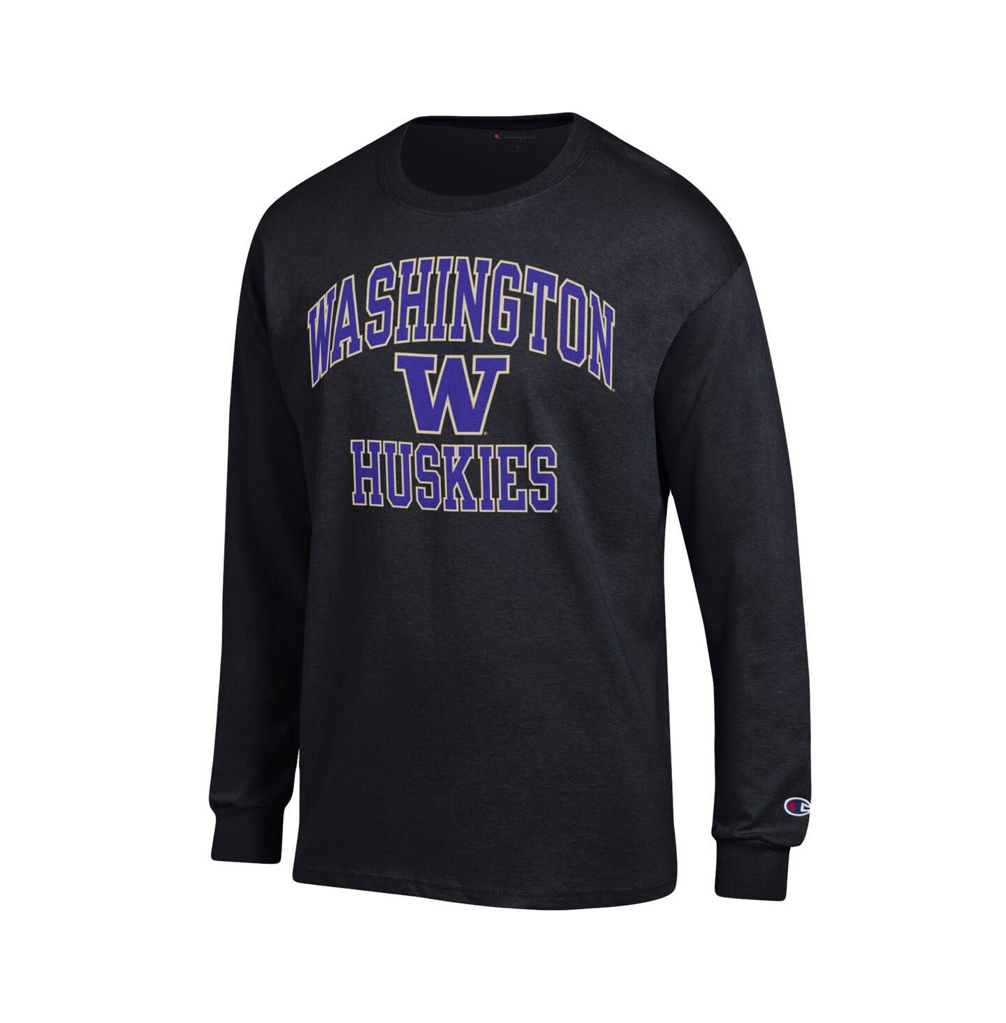 Мужская футболка Champion Black Washington Huskies High Motor Long Sleeve — фото 3