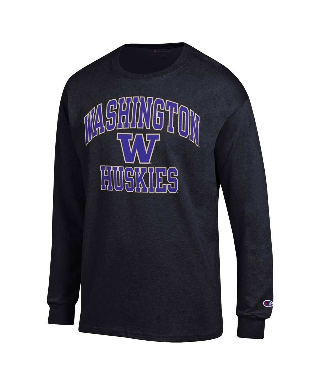 Shop Champion Men's  Black Washington Huskies High Motor Long Sleeve T-shirt