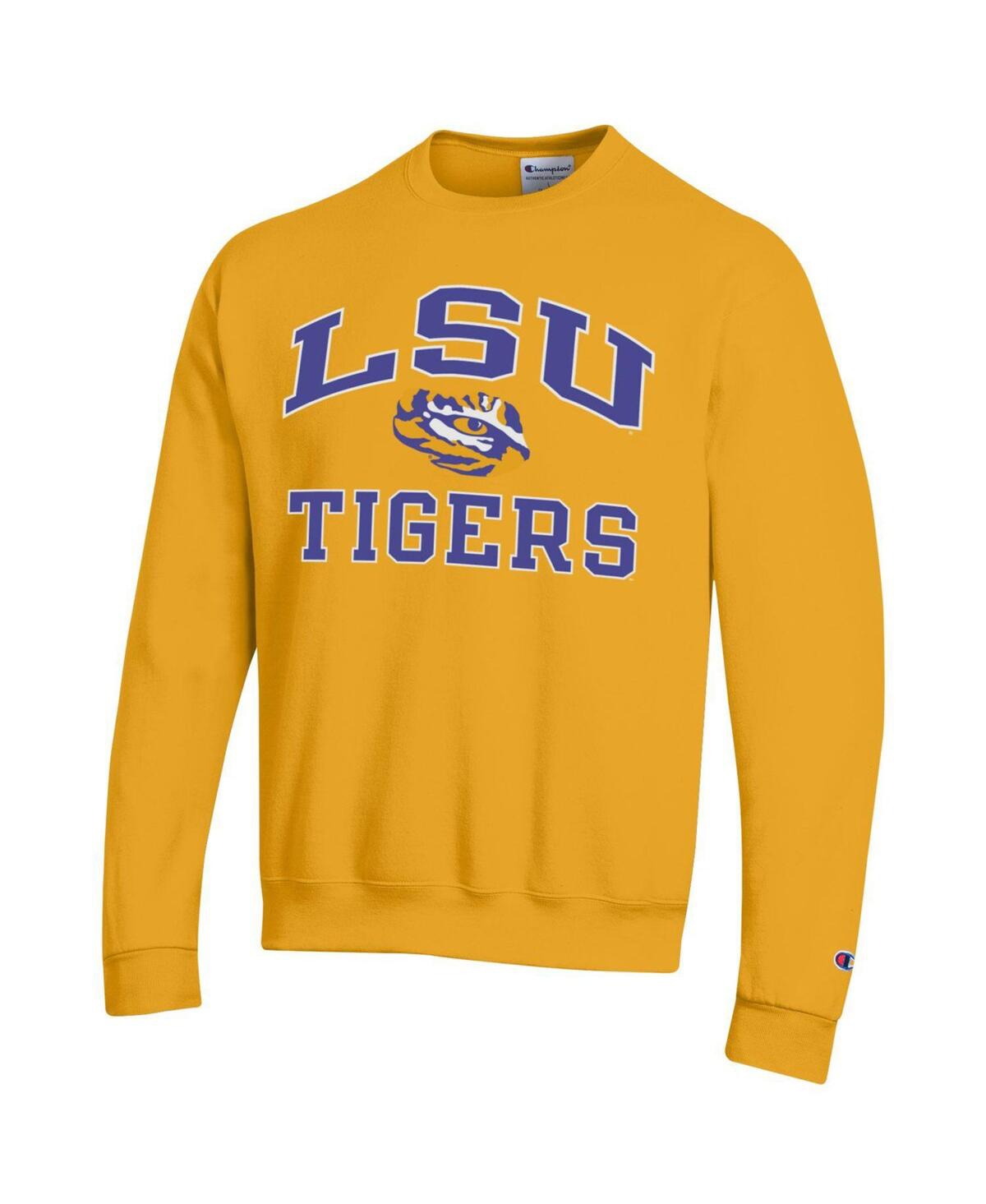 Shop Champion Men's  Gold Lsu Tigers High Motor Pullover Sweatshirt