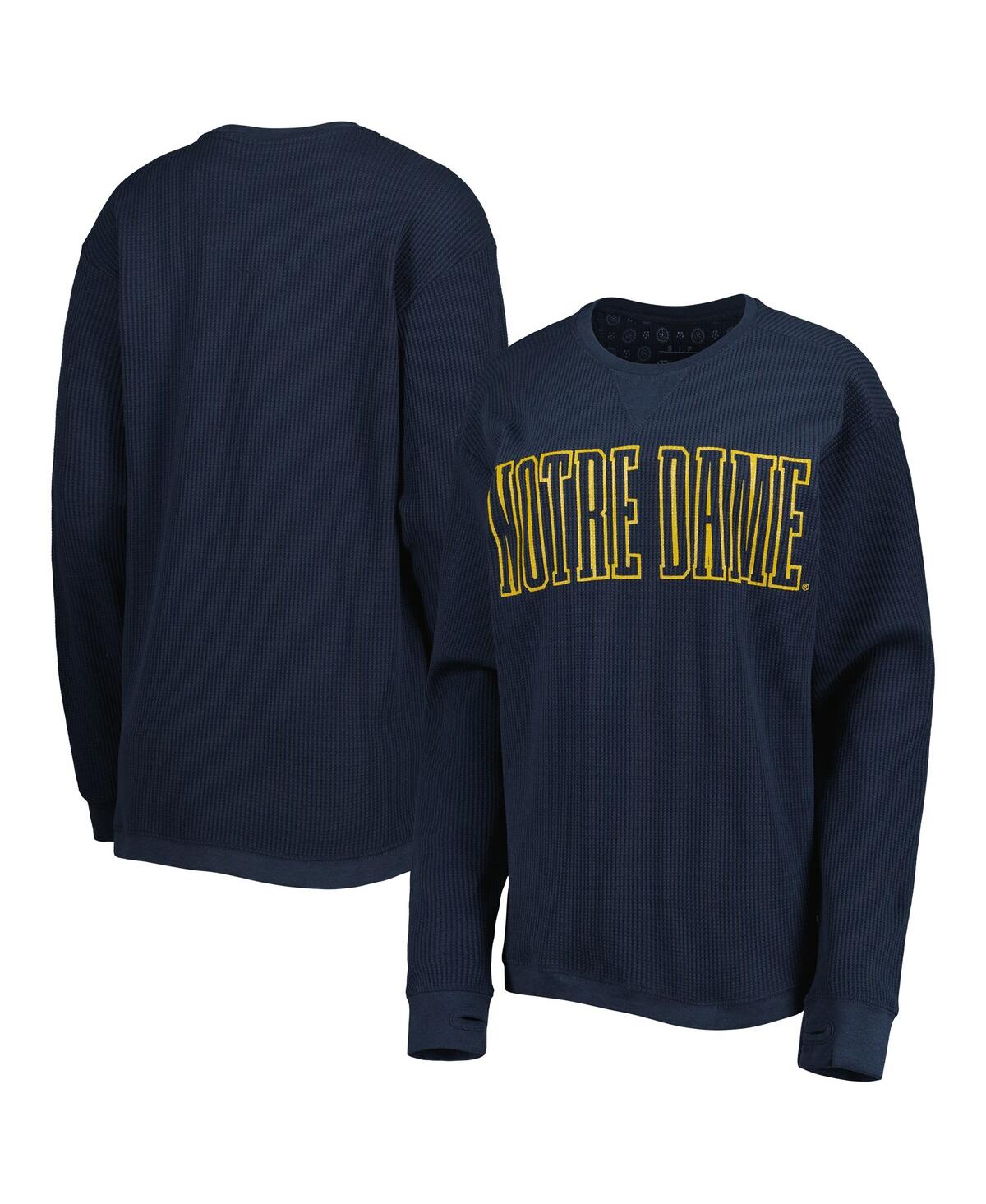 Shop Pressbox Women's  Navy Notre Dame Fighting Irish Surf Plus Size Southlawn Waffle-knit Thermal Tri-ble