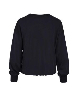 Women's Navy Distressed Notre Dame Fighting Irish Bottom Line Parkway Long Sleeve T-shirt