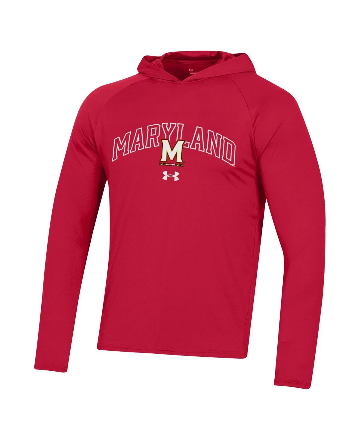 Men's Under ArmourMaryland Terrapins 2023 Sideline Tech Hooded Raglan Long Sleeve T-shirt - Red