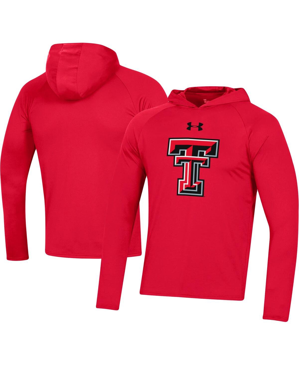 Shop Under Armour Men's  Red Texas Tech Red Raiders School Logo Raglan Long Sleeve Hoodie Performance T-sh