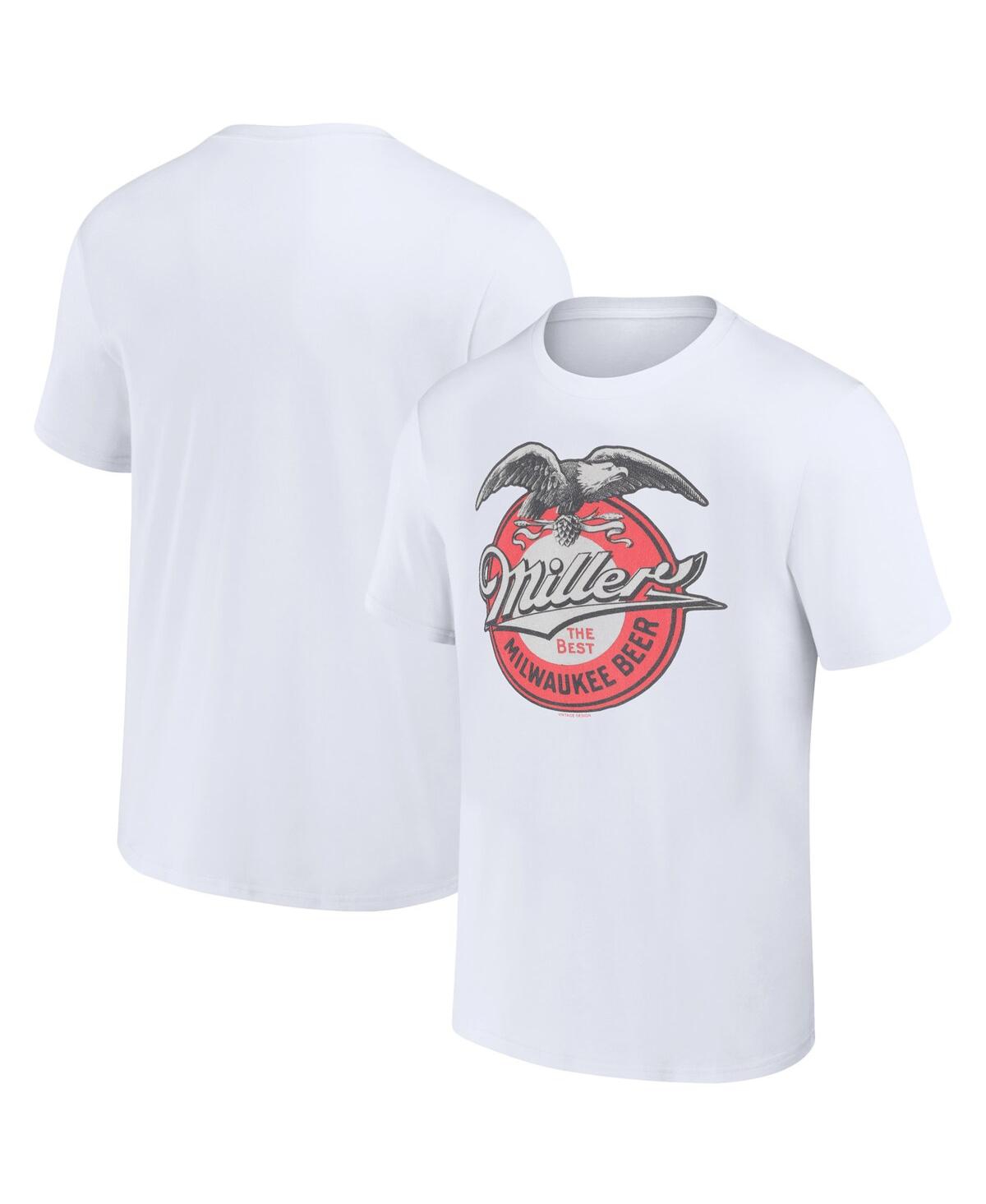 Mad Engine Men's And Women's  White Miller Retro Label T-shirt