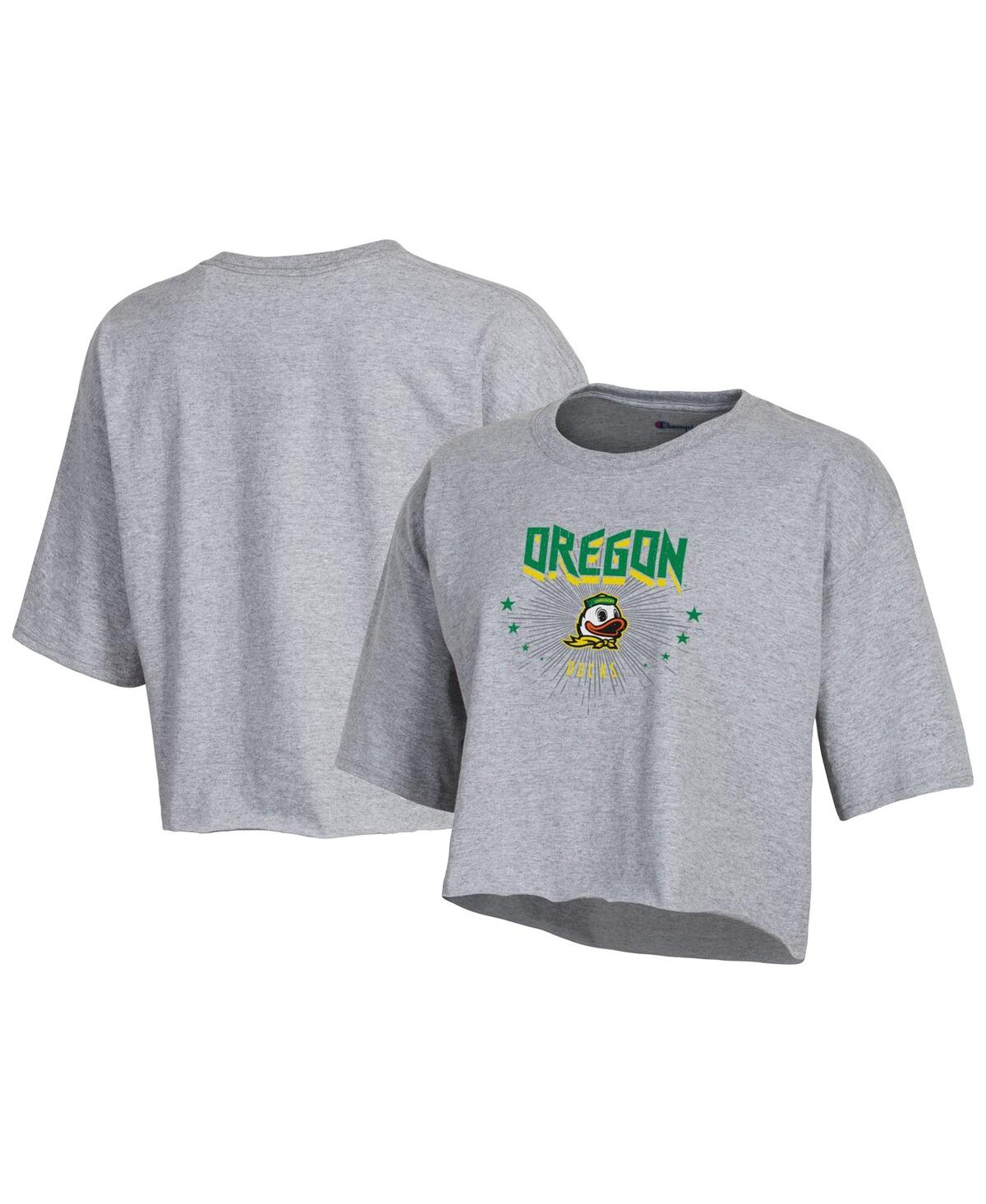 Champion Women's  Gray Oregon Ducks Boyfriend Cropped T-shirt