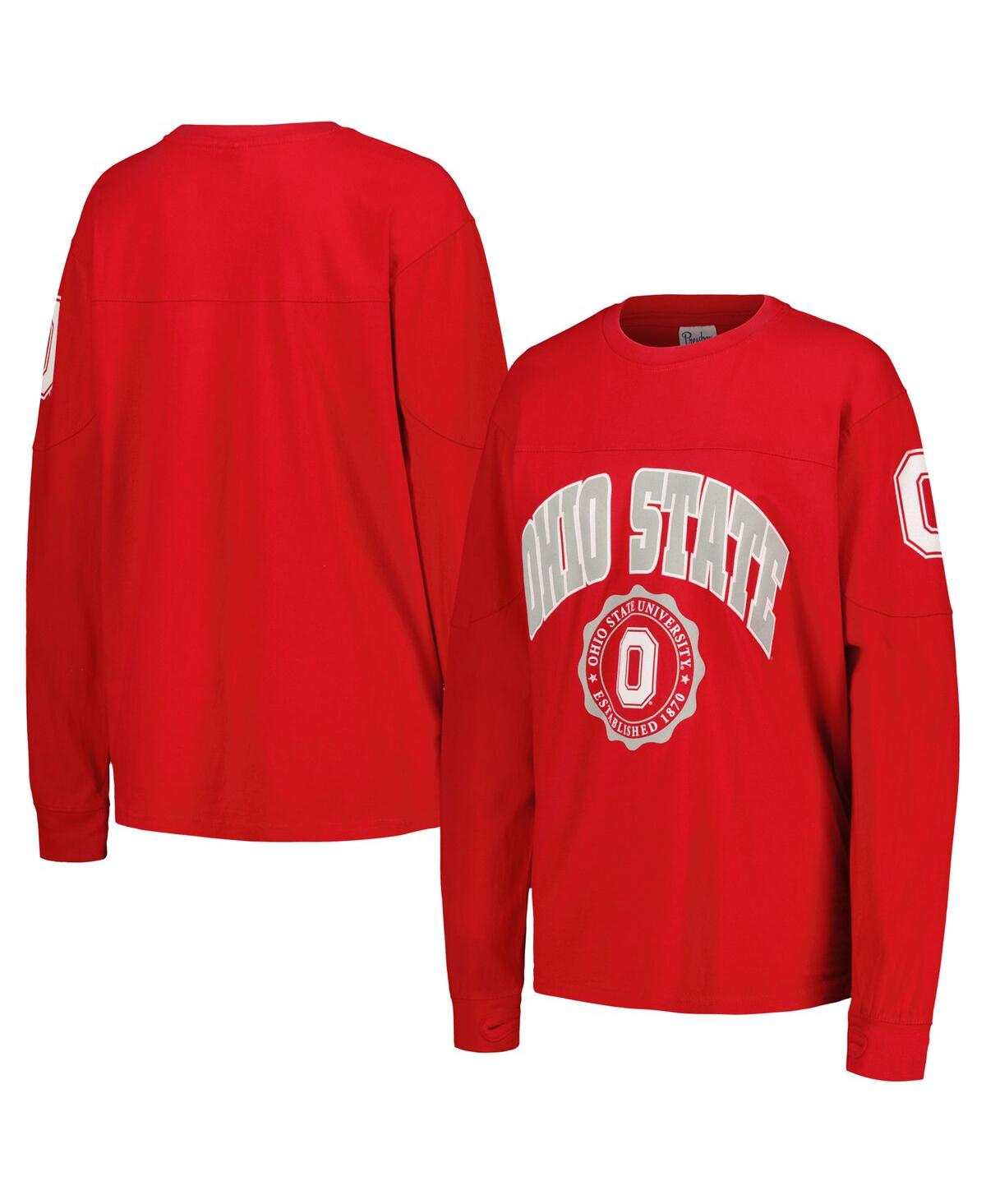 Shop Pressbox Women's  Scarlet Ohio State Buckeyes Edith Long Sleeve T-shirt