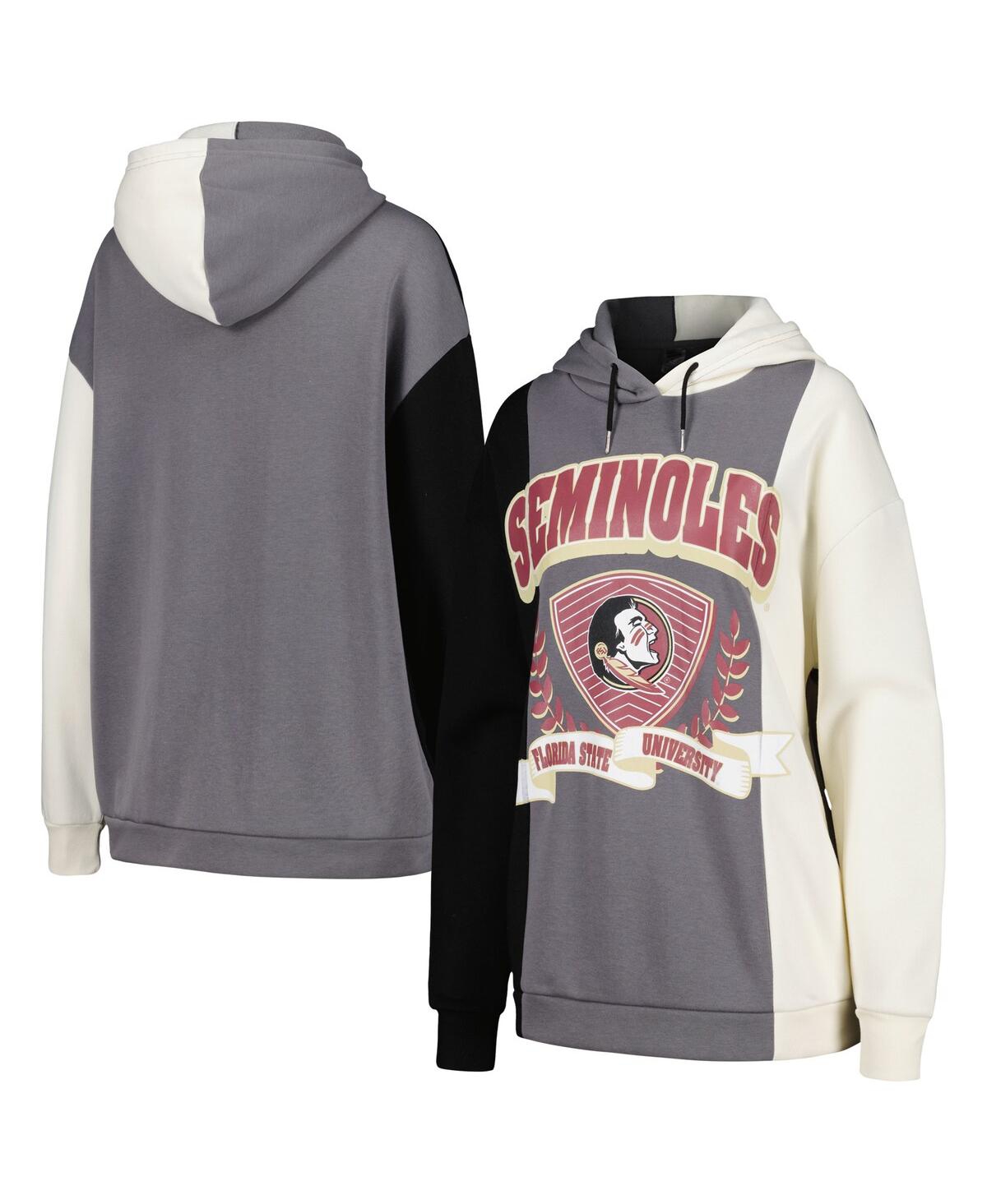 GAMEDAY COUTURE WOMEN'S GAMEDAY COUTURE BLACK FLORIDA STATE SEMINOLES HALL OF FAME COLORBLOCK PULLOVER HOODIE