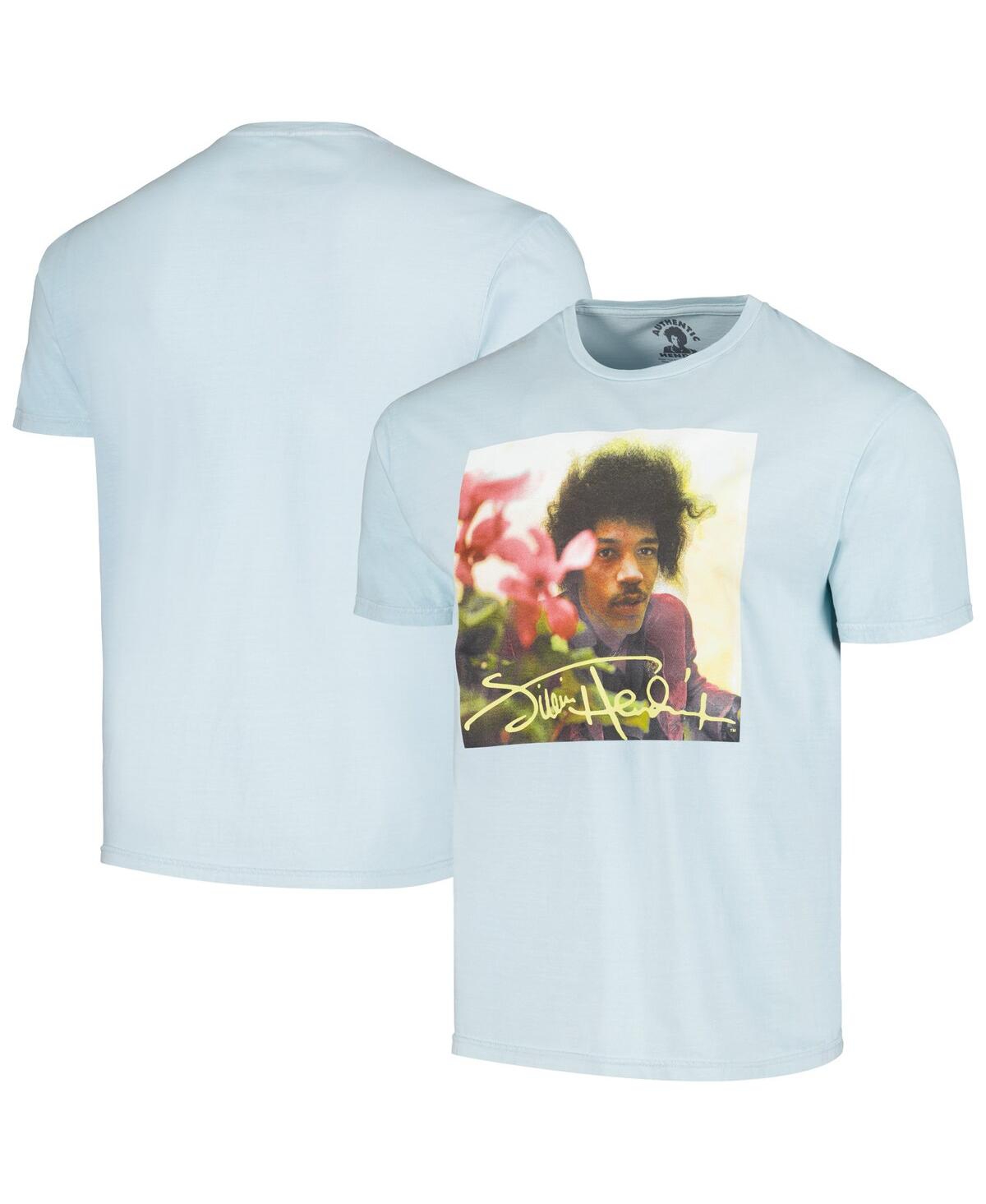 Philcos Men's Blue Distressed Jimi Hendrix Flowers Washed Graphic T-shirt