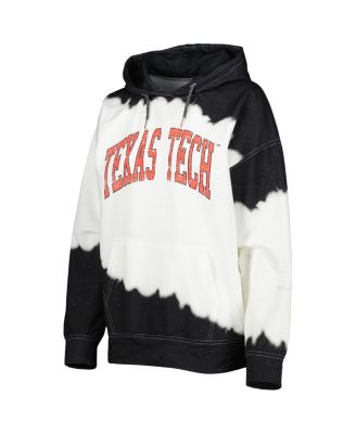 Women's White, Black Distressed Texas Tech Red Distressed Raiders For the Fun Double Dip-Dyed Pullover Hoodie
