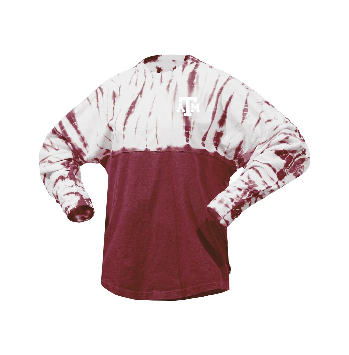 Женская футболка Spirit Jersey Maroon Texas A&M Aggies Tie-Dye Long Sleeve Jersey — фото 2