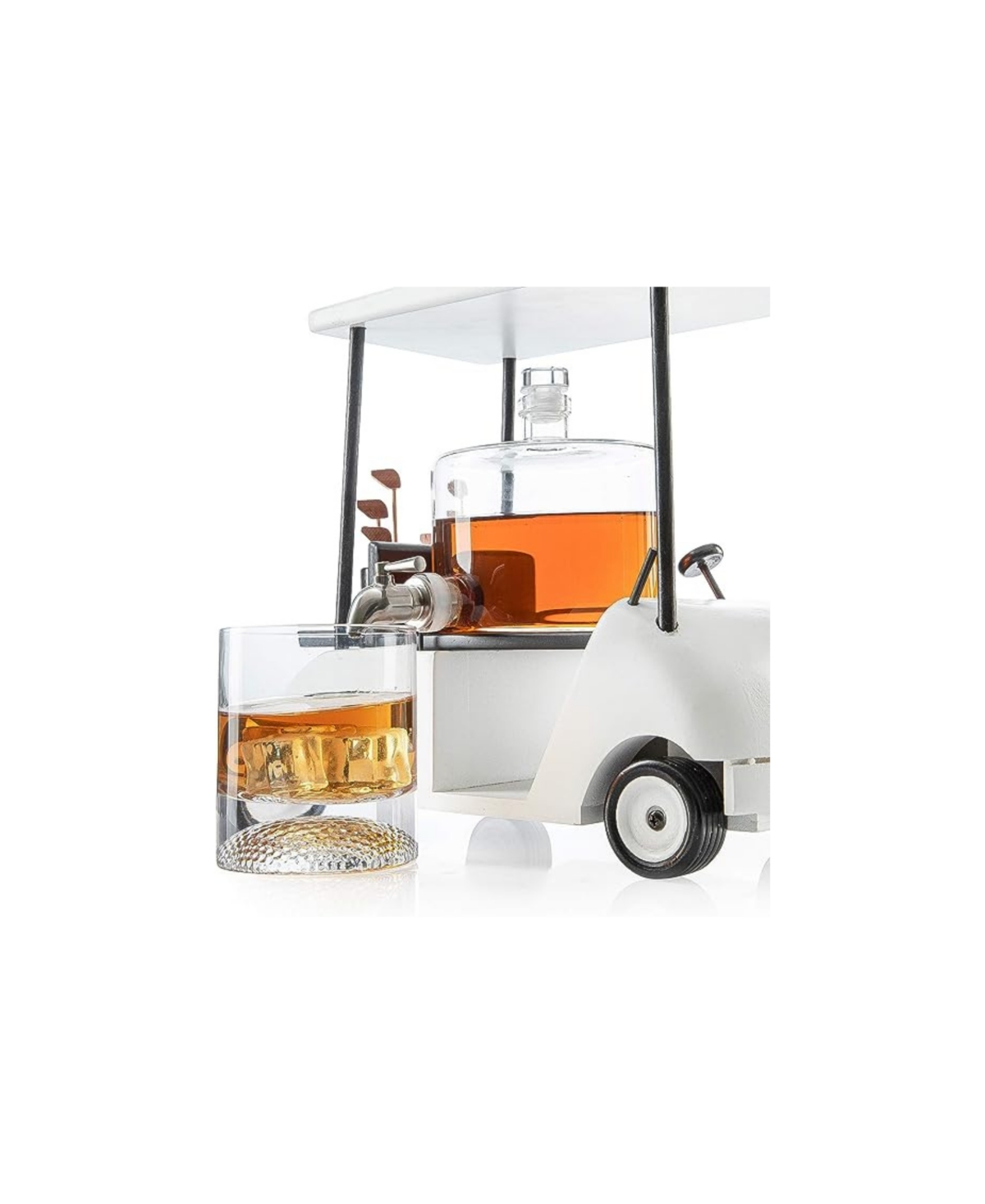 The Wine Savant Glass Golf Decanter And Whiskey Glasses Set, 6 Piece In Clear