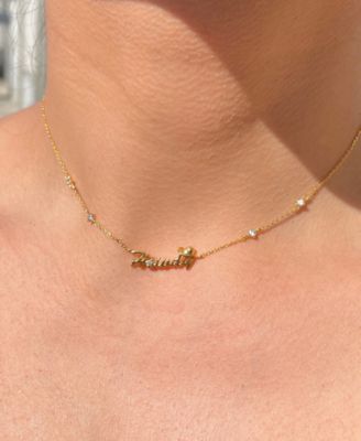 18k Gold-Plated Crystal Howdy Script Choker Pendant Necklace, 13" + 3" extender