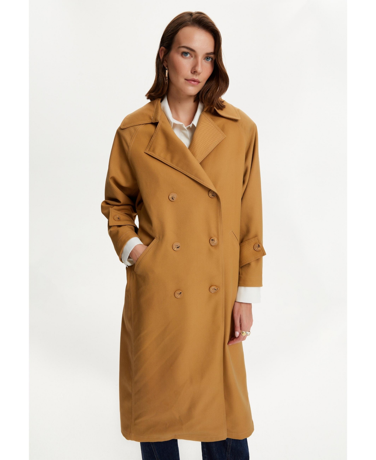 NOCTURNE WOMEN'S DOUBLE BREASTED OVERSIZED TRENCH COAT