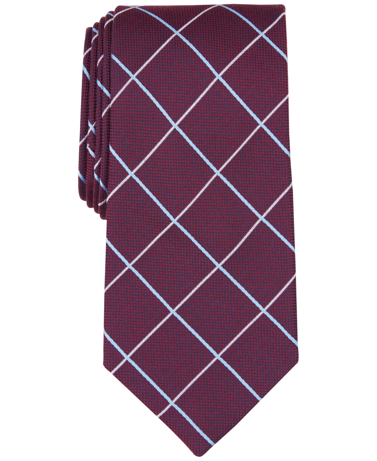 Club Room Men's Preston Grid Tie, Created For Macy's In Burgundy