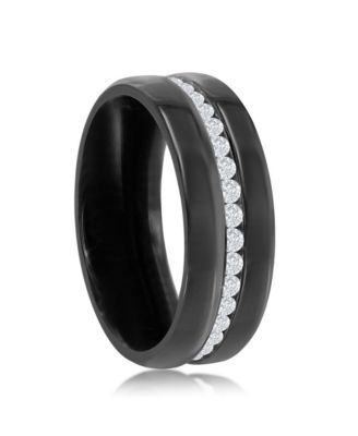 Stainless Steel CZ Eternity Band - Black Plated