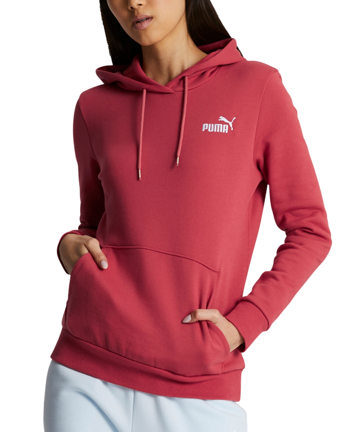 Puma Women's Essentials Embroidered Hooded Fleece Sweatshirt In Astro Red