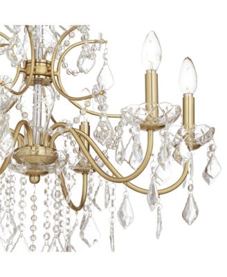 Magrite Gold Hanging Chandelier Lighting 26 1/2" Wide French Clear Crystal Curved Arm 6-Light Fixture Dining Room House Foyer Entryway Kitchen Bedroom Living Room High Ceilings