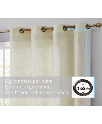 Abbey Faux Linen Textured Semi Sheer Privacy Sun Light Filtering Transparent Window Grommet Long Thick Curtains Drapery Panels for Bedroom & Living Room, 2 Panels