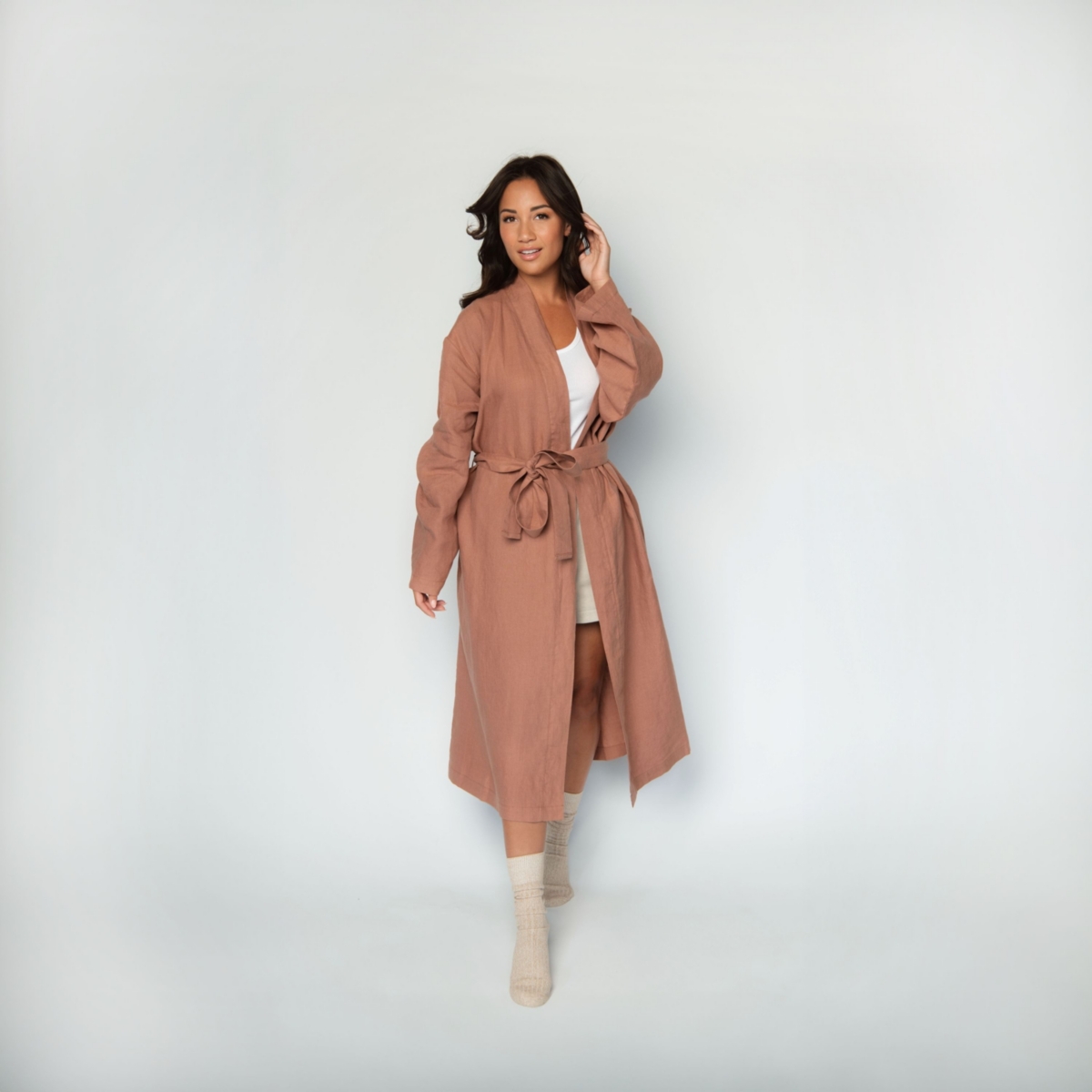 Bokser Home 100% French Linen Unisex Bathrobe