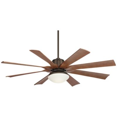 60" Industrial Outdoor Ceiling Fan with LED Light Remote Control Bronze Koa Opal Glass Damp Rated Patio Gazebo