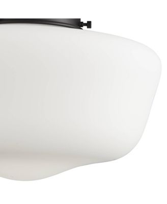 Floating Rustic Farmhouse Ceiling Light Semi Flush-Mount Fixture 12 1/4" Wide Black Opal White Glass Shade for Bedroom Kitchen Living Room Hallway Dining Bathroom Schoolhouse