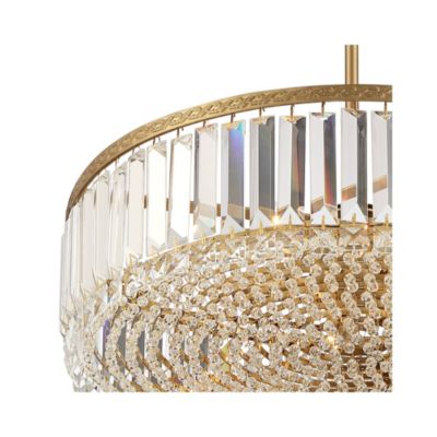 Soft Gold Drum Pendant Chandelier 20 1/4" Wide Modern Clear Crystal 5-Light Fixture for Dining Room House Foyer Entryway