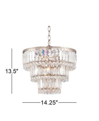 Magnificence Satin Nickel 7-Light LED 14.25" Wide Faceted Crystal Glass Modern Fixture Chandelier