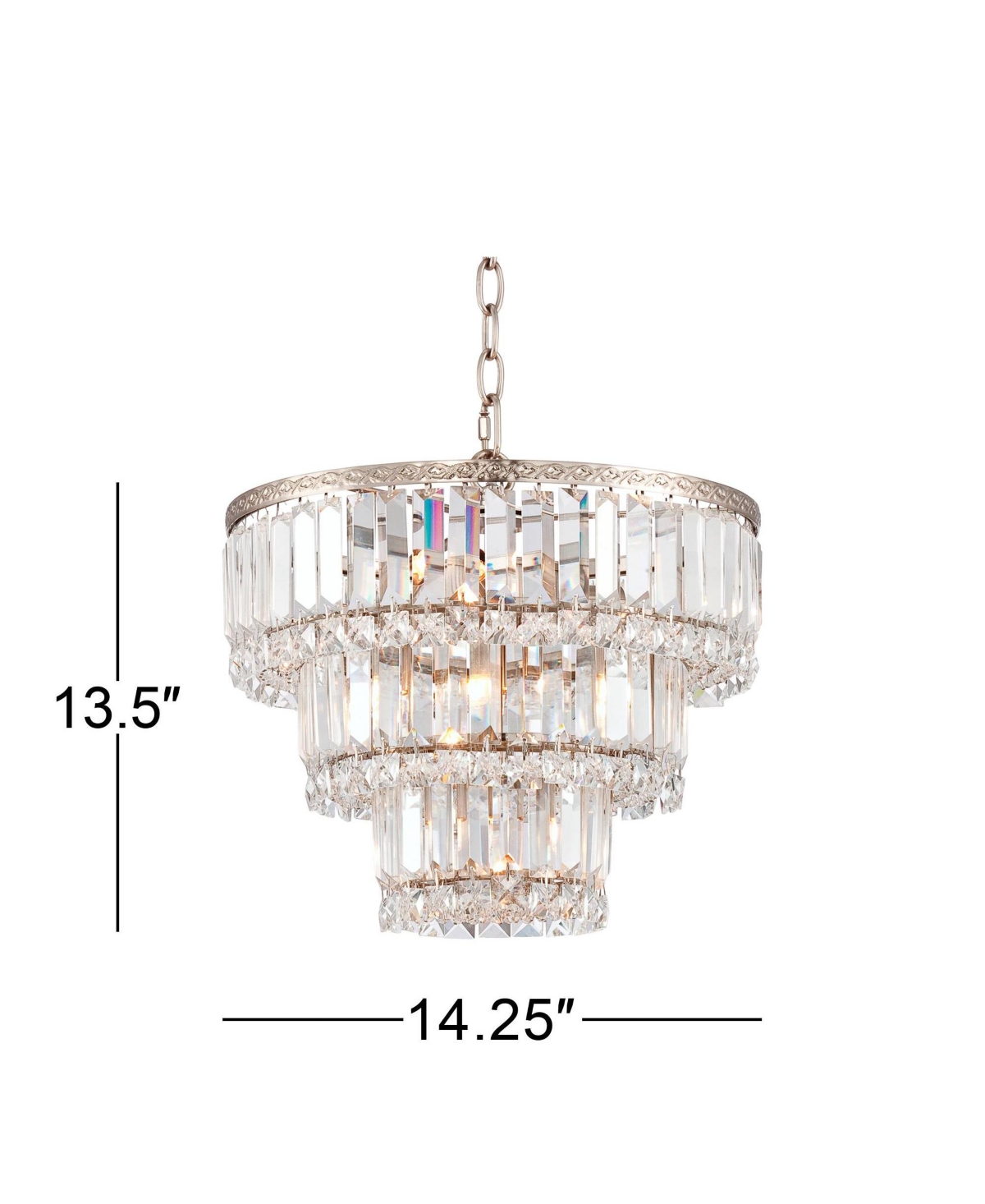 Vienna Full Spectrum Magnificence Satin Nickel Chandelier 14 1/4" Wide Industrial Three Tier Crystal 7-Light Fixture for Dining Room House Foyer Entry