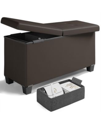 30 Inch Ottoman Storage Bench with Storage Bins - Leatherette or Fabric Finish