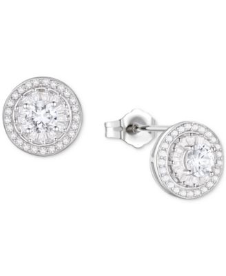 Macy's - Lab-Grown White Sapphire Halo Stud Earrings (1 ct. t.w.) in Sterling Silver